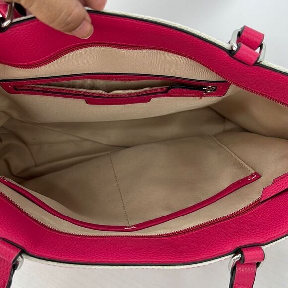 Dana Buchman raspberry striped shoulder bag - Picture 2 of 5